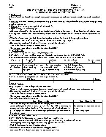 Giáo án PTNL 5 hoạt động môn Đại số Lớp 9 - Chương III: Hệ hai phương trình bậc nhất hai ẩn (Bản 2 cột)