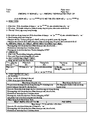 Giáo án PTNL 5 hoạt động môn Đại số Lớp 9 - Chương IV: Hàm số y = ax² - Phương trình bậc hai một ẩn (Bản 2 cột)