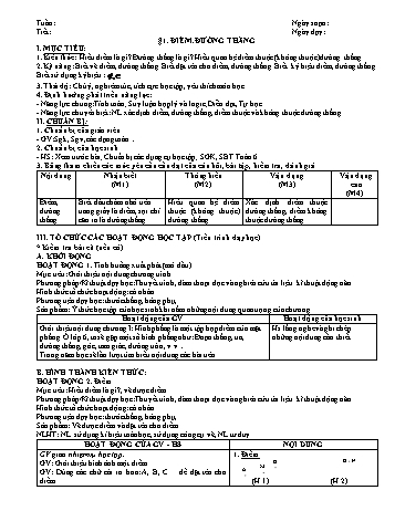 Giáo án PTNL 5 hoạt động môn Hình học Lớp 6 - Chương I: Đoạn thẳng (Bản 2 cột)