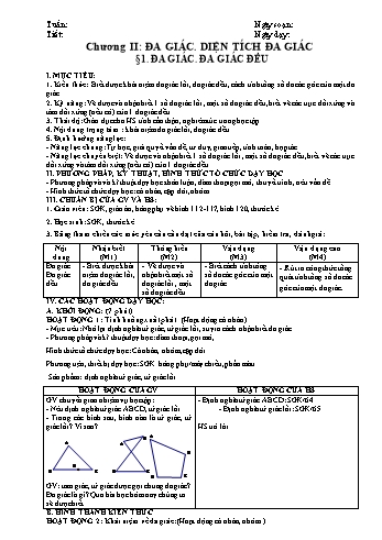 Giáo án PTNL 5 hoạt động môn Hình học Lớp 8 - Chương II: Đa giác. Diện tích đa giác (Bản 2 cột)