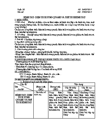 Giáo án PTNL 5 hoạt động môn Hình học Lớp 9 - Chương IV: Hình trụ. Hình nón. Hình cầu - Năm học 2016-2017 (Bản 2 cột)