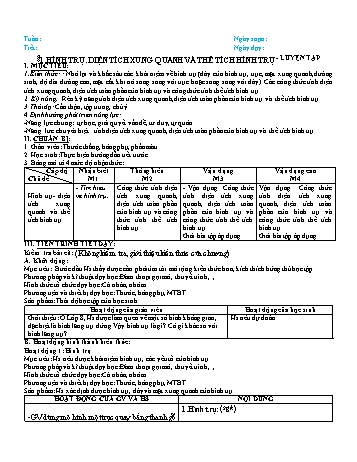 Giáo án PTNL 5 hoạt động môn Hình học Lớp 9 - Chương IV: Hình trụ. Hình nón. Hình cầu (Bản 2 cột)