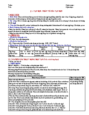 Giáo án PTNL 5 hoạt động môn Số học Lớp 6 - Chương I: Ôn tập và bổ túc về số tự nhiên (Bản 2 cột)