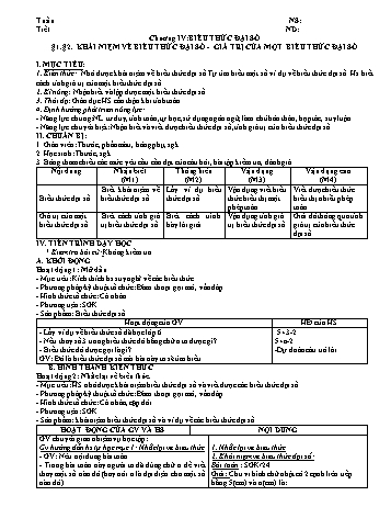 Giáo án PTNL 5 hoạt động môn Số học Lớp 7 - Chương IV: Biểu thức đại số (Bản 2 cột)
