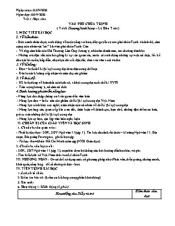 Giáo án PTNL môn Ngữ văn Lớp 11 - Chương trình cả năm - Năm học 2020-2021
