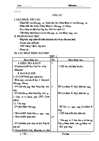 Giáo án Tiếng Việt Lớp 1 - Tuần 17 (Sách Cánh Diều)