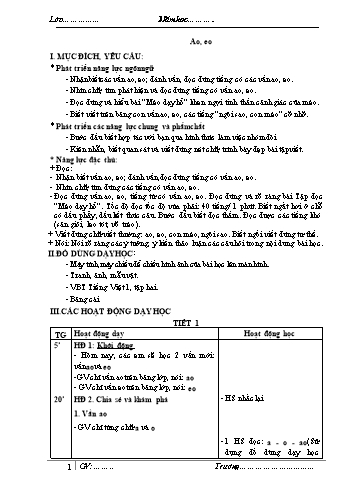 Giáo án Tiếng Việt Lớp 1 - Tuần 21 (Sách Cánh Diều)