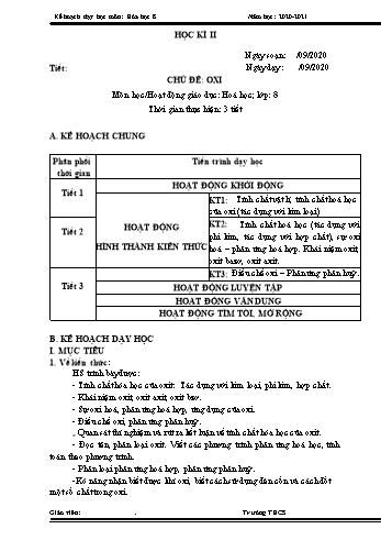 Kế hoạch dạy học môn Hóa học Lớp 8 theo CV 5512 - Học kì II - Năm học 2020-2021