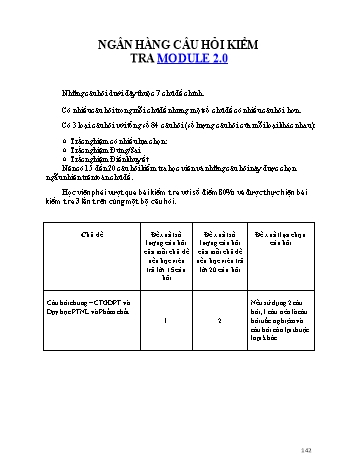 Ngân hàng câu hỏi kiểm tra Module 2 Ngân hàng câu hỏi kiểm tra Module 2