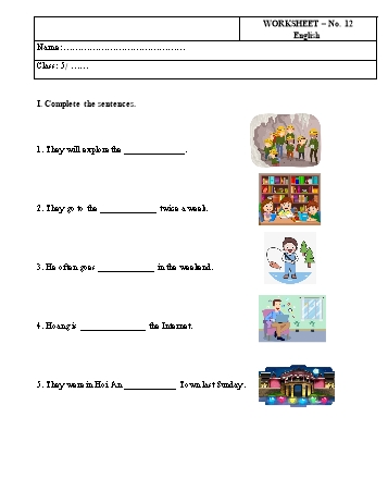 Phiếu bài tập môn Tiếng Anh Lớp 5 - Phiếu bài tập số 12